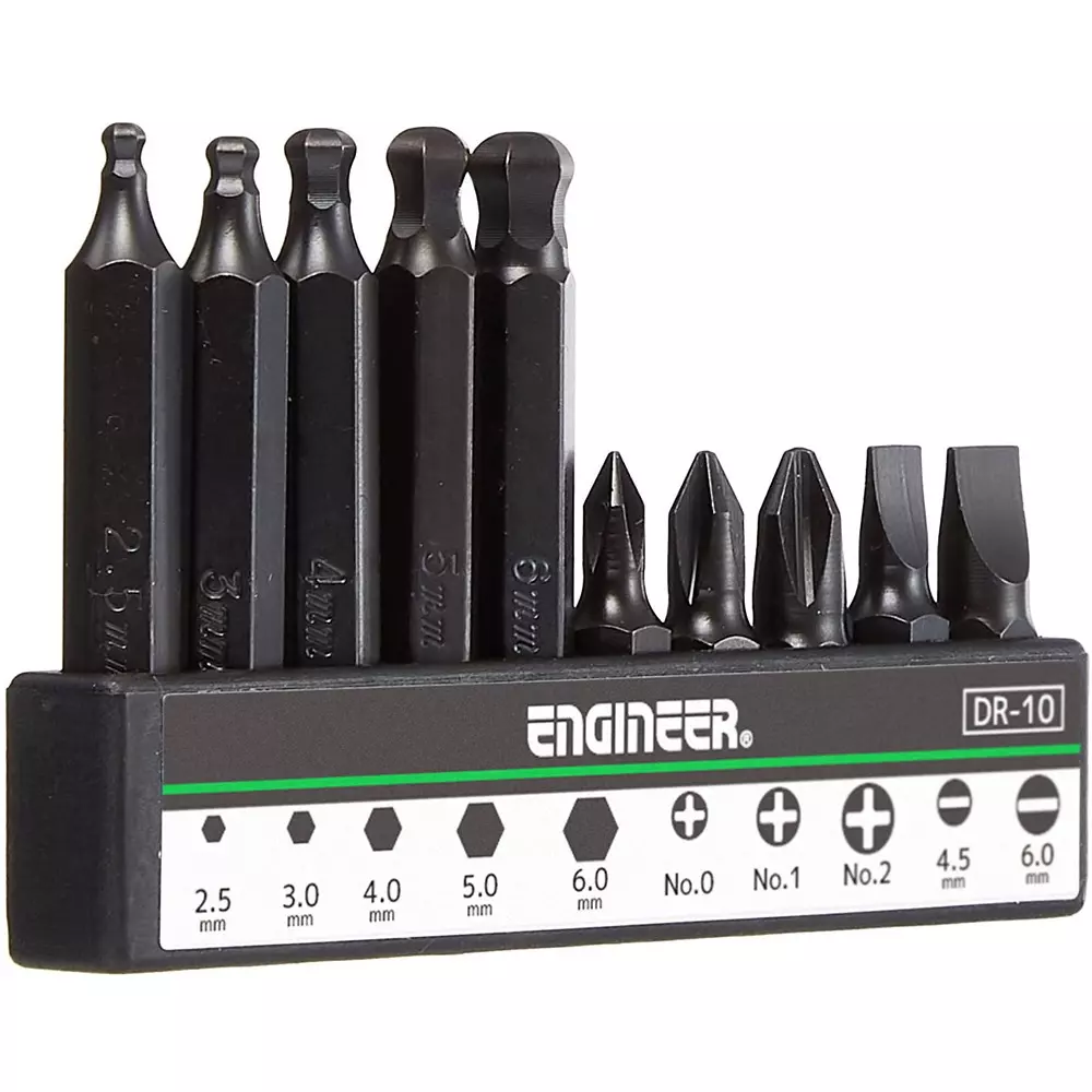 Engineer One Head Bit Set 6.35 mm Hex Size, DR-10 (Pack of 10 Pcs)