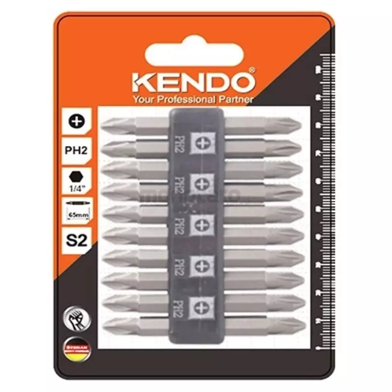 Kendo Double Ended Screwdriver Bit Set S2 Steel PH2x65 mm, 21231232 (Set of 10 Pcs)