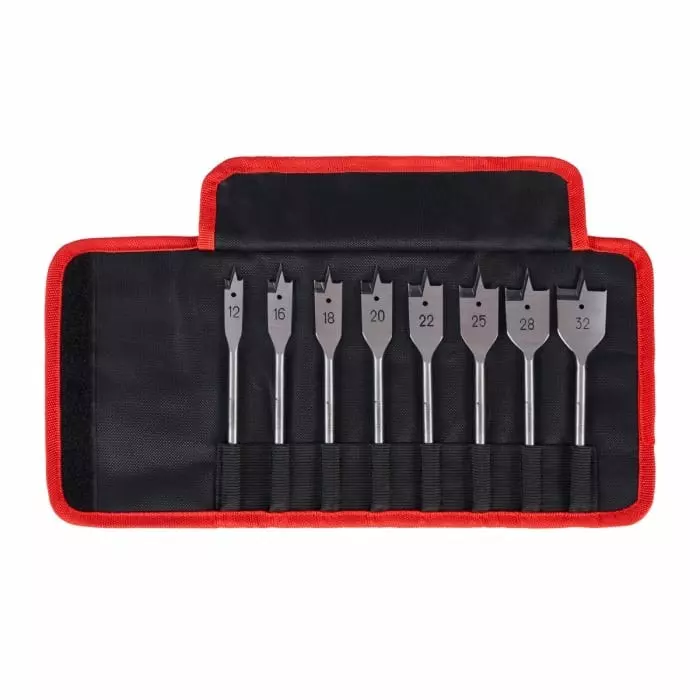 Starrett Flat Wood Drill Bit Set for Wood 32 mm Max 12 mm Min, KFWDK08