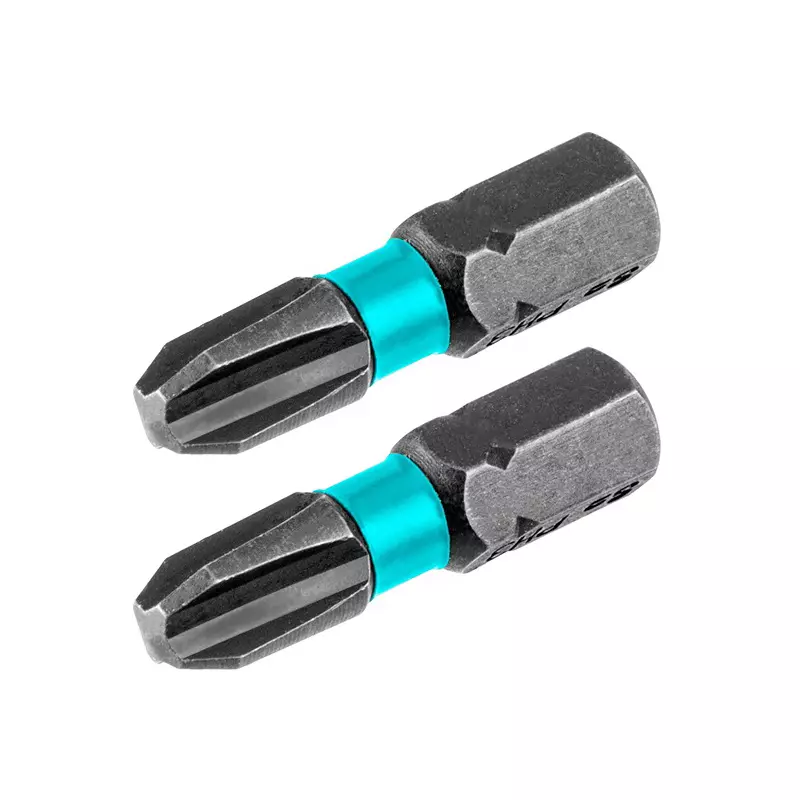 Total Impact Screwdriver Bits PH2 × 25 mm S2 Industrial Steel, TACIM71PH325 (Set of 2 Pcs)