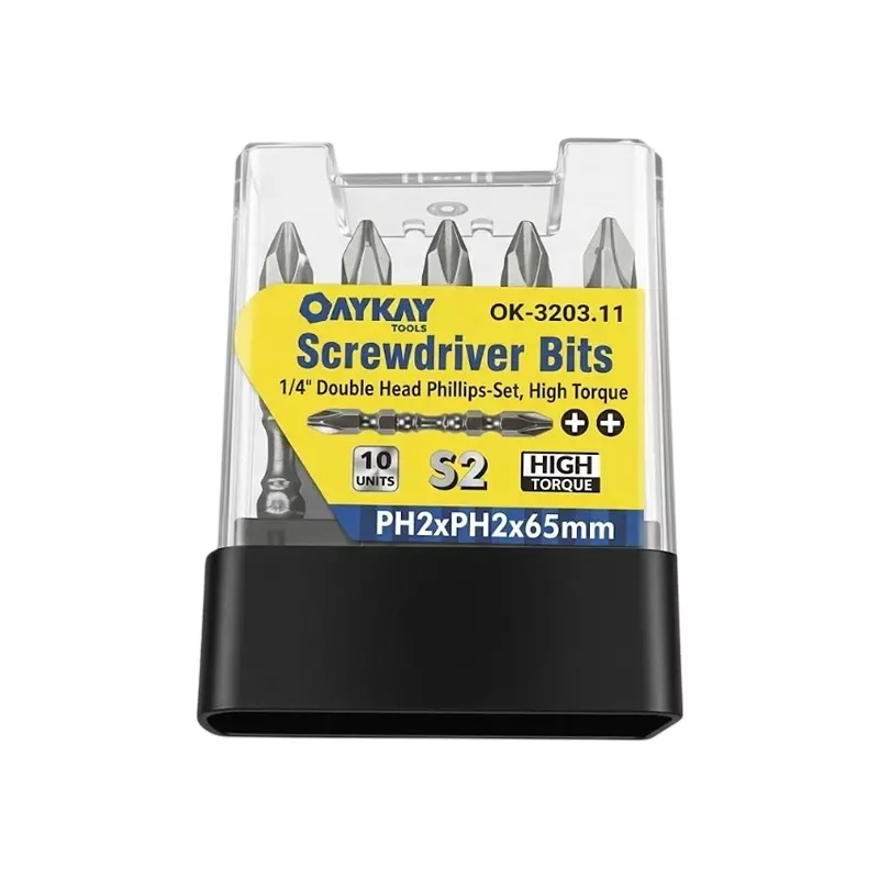 OAYKAY 10 Pcs Each Screwdriver Bit Set Double Head Phillips 1/4 inch (6.35 mm) Drive and 65 X PH 2 X PH2 + + Size, 3203.11 (Pack of 10)
