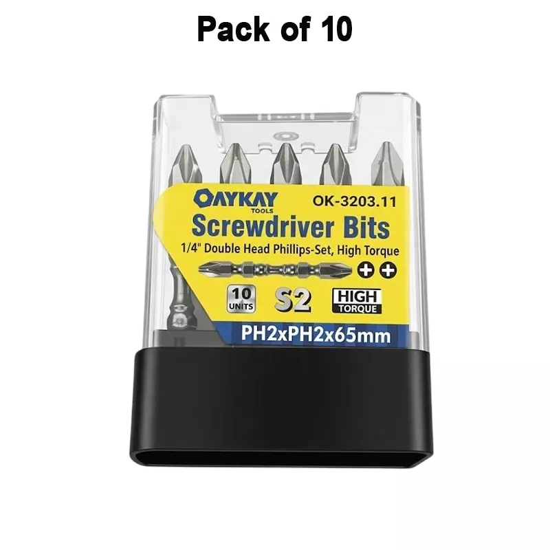 oaykay-10-pcs-each-screwdriver-bit-set-double-head-phillips-14-inch-635-mm-drive-and-65-x-ph-2-x-ph2--size-320311-pack-of-10