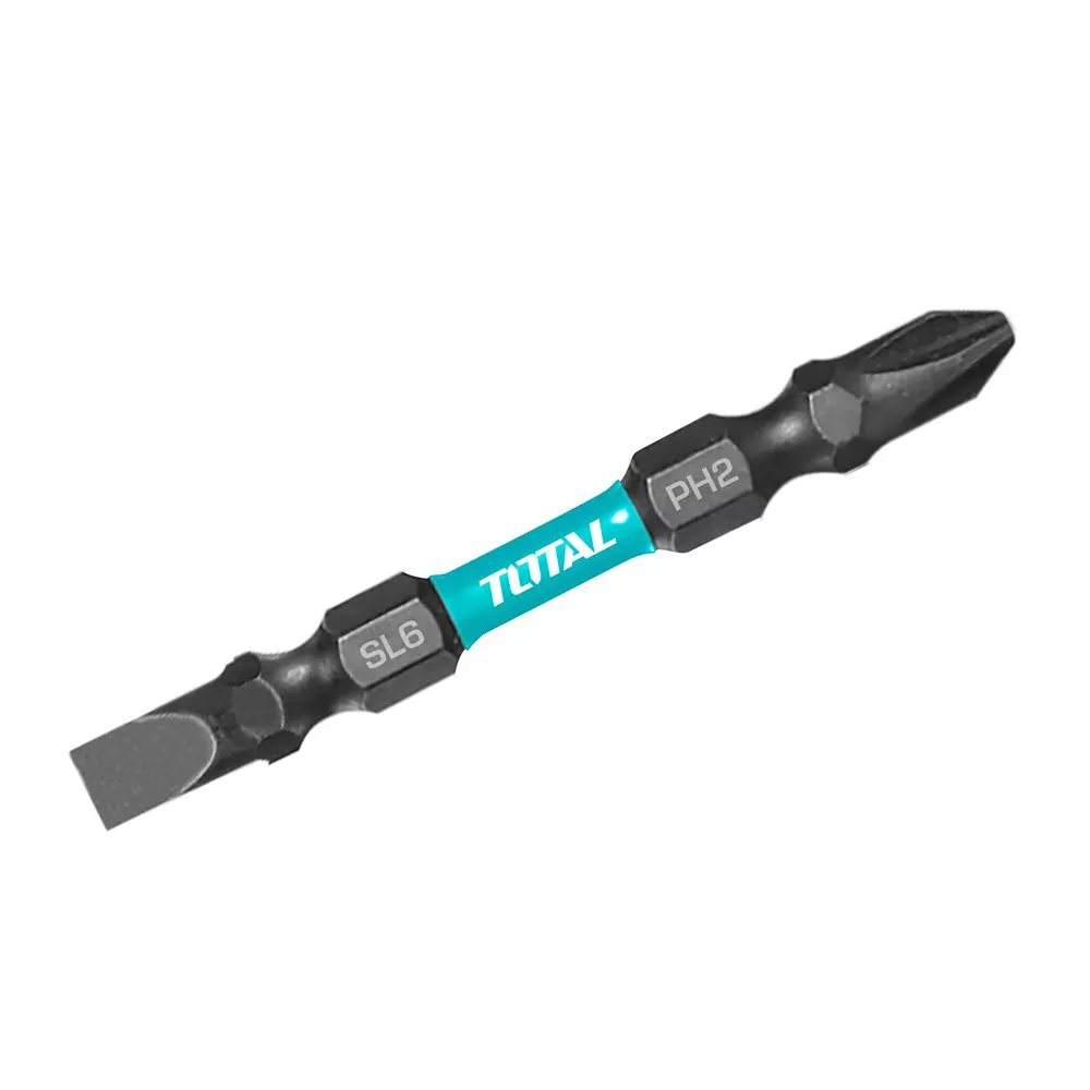 Total Impact Screwdriver Bits PH2 SL6 65 mm S2 Steel Magnetic with Sleeve, TACIM16HL133 (Set of 10)