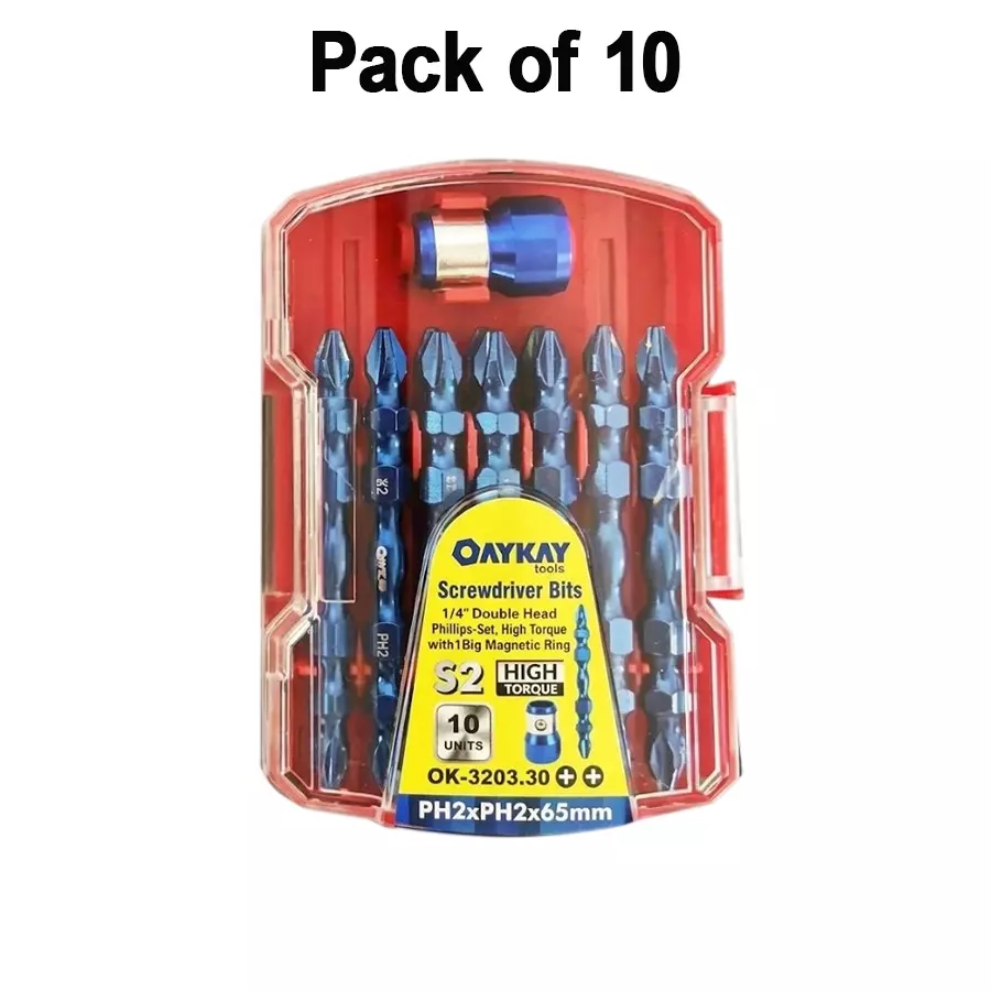 oaykay-10-pcs-each-screwdriver-bit-set-with-1-big-magnetic-ring-14-inch-635-mm-drive-and-ph2-x-ph2-x-65--size-32033-pack-of-10