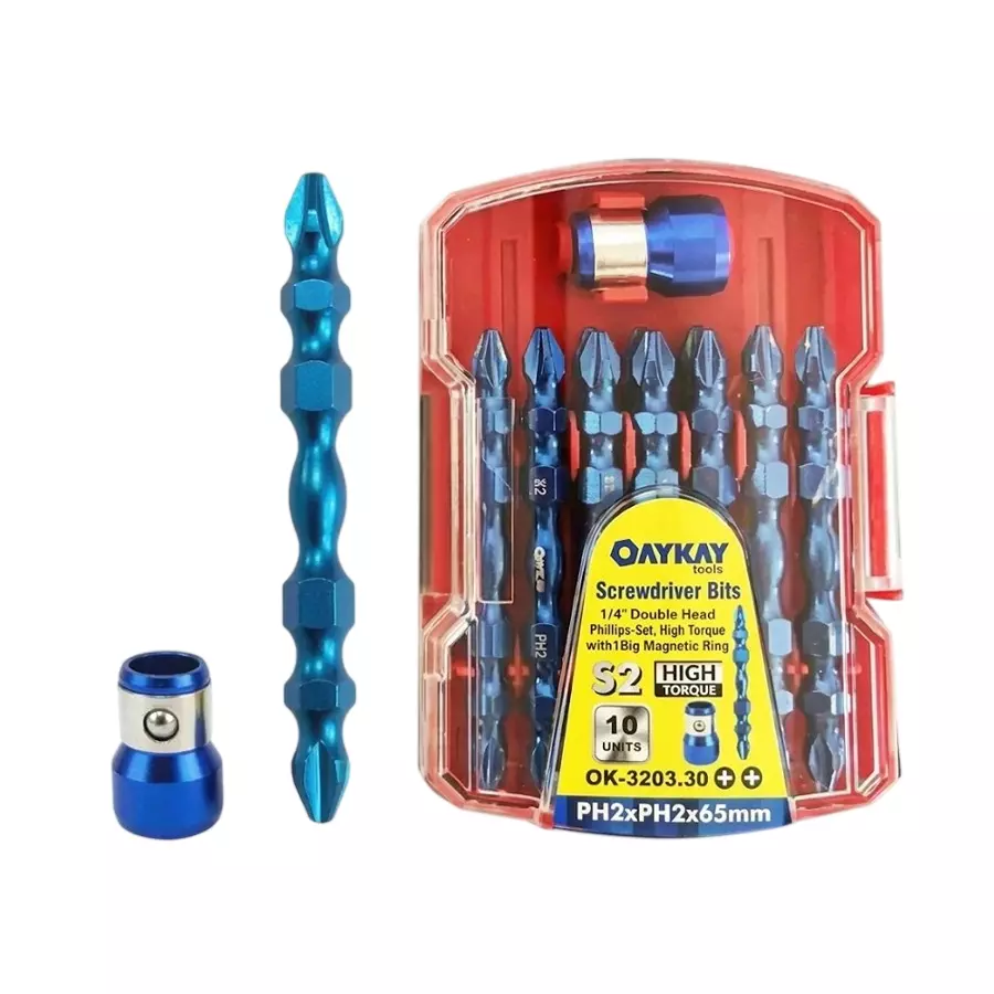 oaykay-10-pcs-each-screwdriver-bit-set-with-1-big-magnetic-ring-14-inch-635-mm-drive-and-ph2-x-ph2-x-65--size-32033-pack-of-10