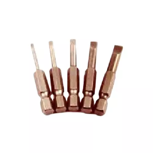 Ajay Flat Head Screw Driver Bit S2 Mirror Copper Finish 5/16 inch x 75 mm x SL6, AJ-263-5/16 (Pack of 10 Pcs)