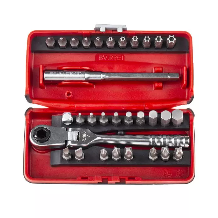 Facom Driver Bit Set 31 Pieces, Hexagon, Phillips, Pozidriv, Slotted, Torx, R.180J31PB