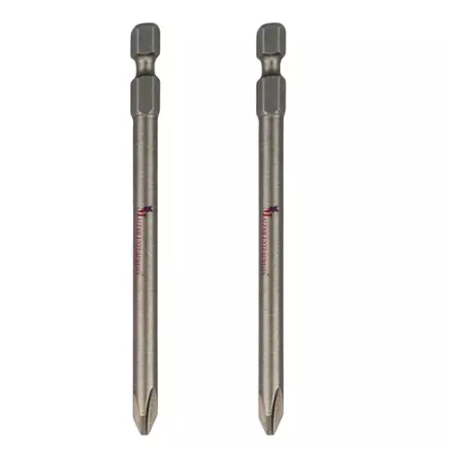 Malfah Enterprises PH2 Screwdriver Head Drill Bits 10 cm Length Alloy Steel Silver for Woodworking & Electronics Use, PH2X90 (Pack of 2 Pcs)