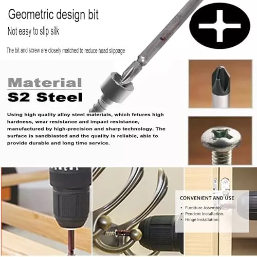 malfah-enterprises-ph2-screwdriver-head-drill-bits-10-cm-length-alloy-steel-silver-for-woodworking-electronics-use-ph2x70-pack-of-4-pcs