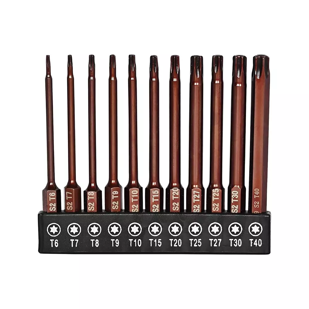 H9 Impact Security Torx Bit Set T6-T40 Size S2 Steel Polished Brown (Pack of 11)