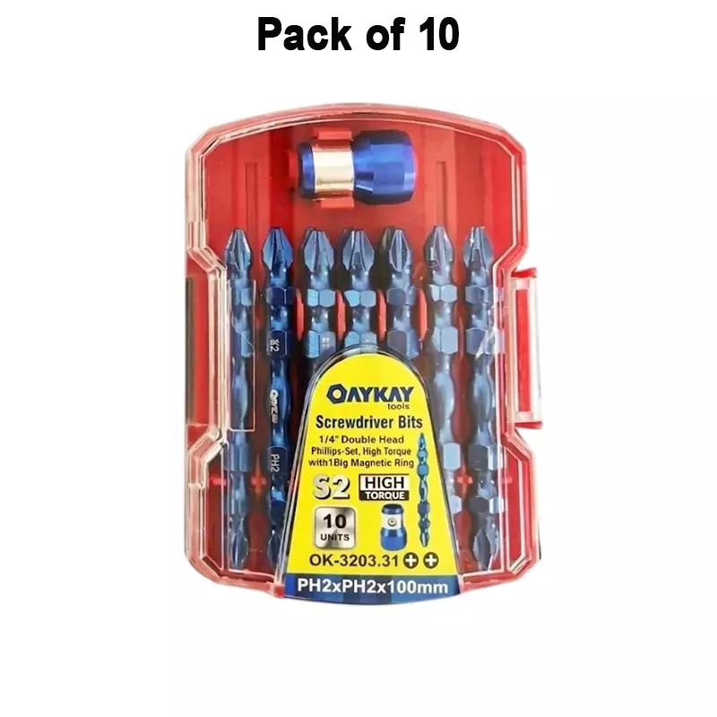 oaykay-10-pcs-each-screwdriver-bit-set-with-1-big-magnetic-ring-14-inch-635-mm-drive-and-ph2-x-ph2-x-100-mm--size-320331-pack-of-10