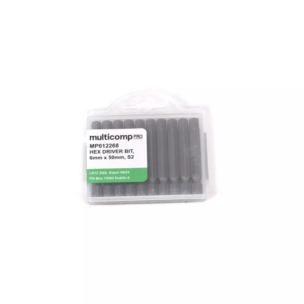 MULTICOMP PRO Hex Driver Bit 10 Pieces of Bits Kit Contents, MP012268 (Pack of 10)