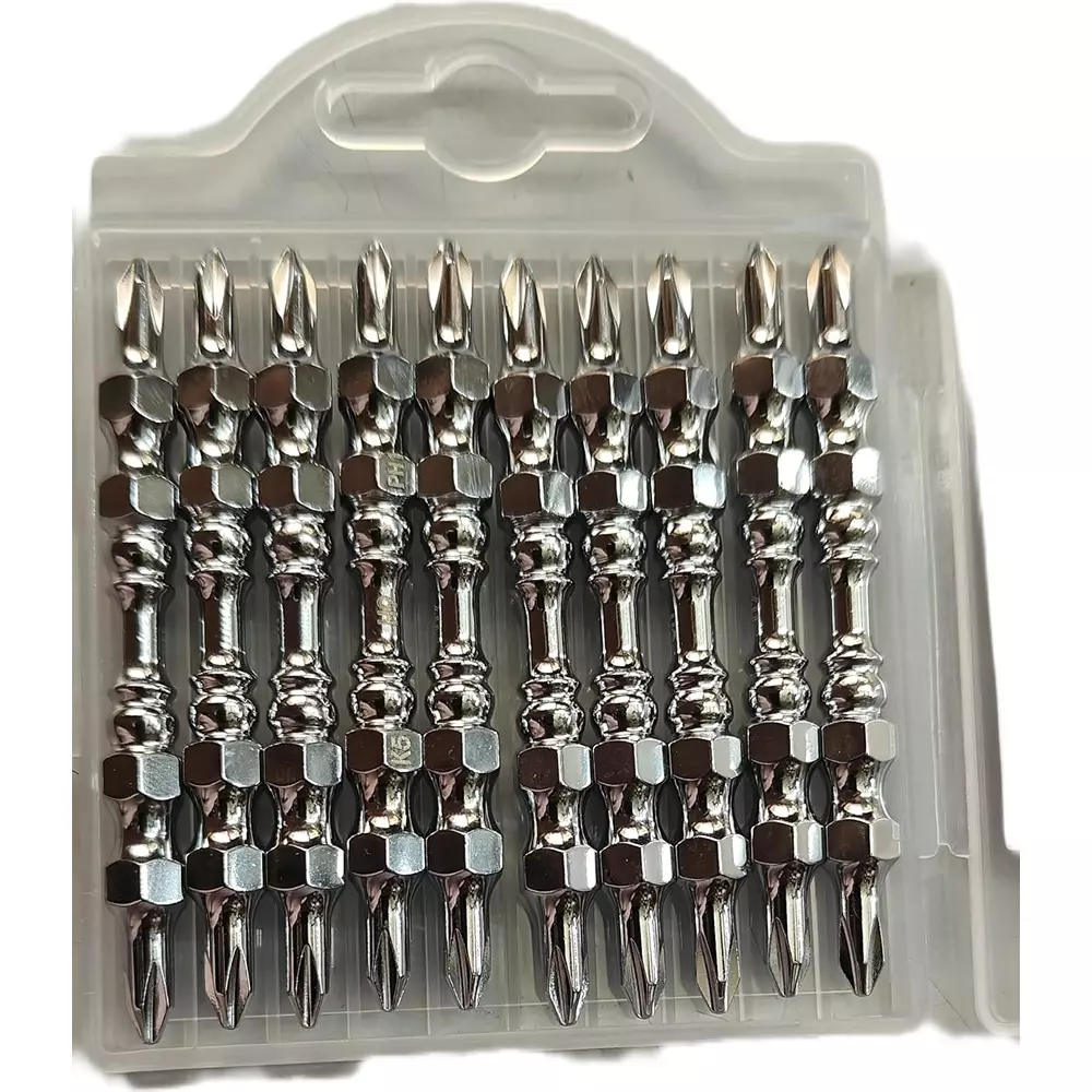 H9 K5 Disco Screwdriver Bit PH2-PH2 S2 High Torque Alloy Steel 65 mm (2.5 inch) Polished Chrome (Pack of 10)