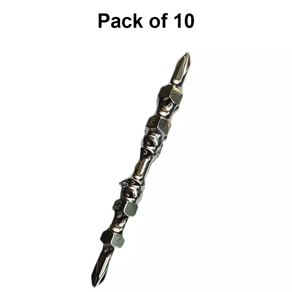 H9 K5 Disco Screwdriver Bit PH2-PH2 S2 High Torque Alloy Steel 65 mm (2.5 inch) Polished Chrome (Pack of 10)