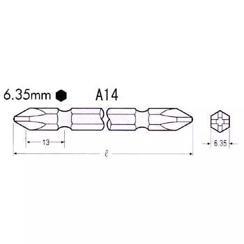 Vessel Screwdriver Bit 110 mm Overall Length Plus (+) Tip, A14-2-110E (Pack of 10 Pcs)