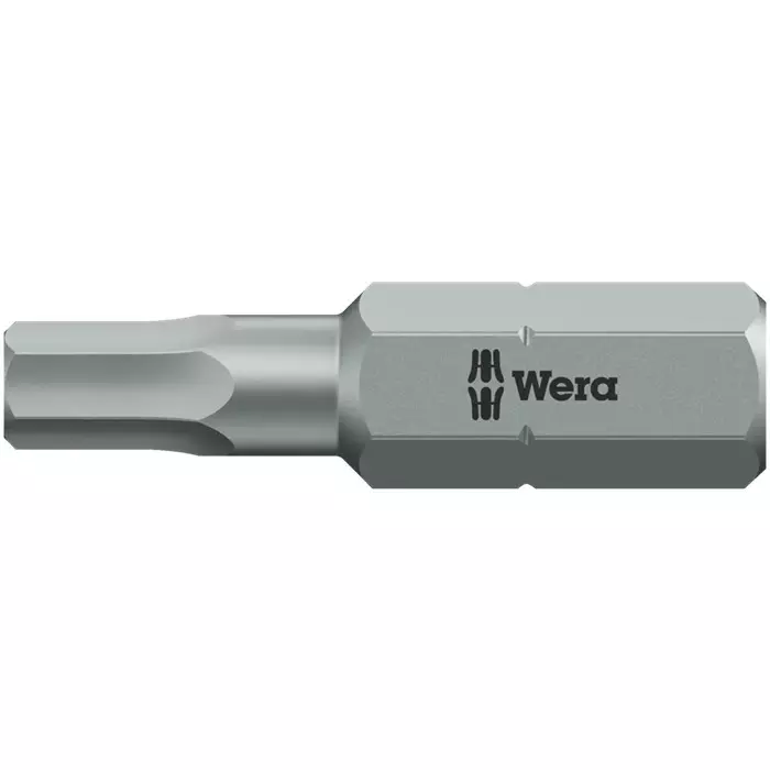 Wera Hexagon Socket Bit with Bore Hole 1/4 Inch (6.35 mm) Drive Size 25 mm Blade Length Silver for Industrial Use, 05056344001