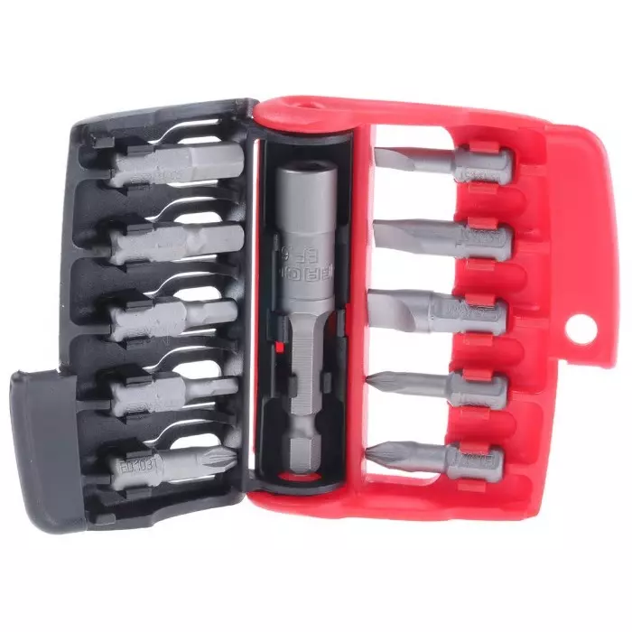 Facom Driver Bit Set 10 Pieces, Hexagon, Pozidriv, Slotted, E.111PB