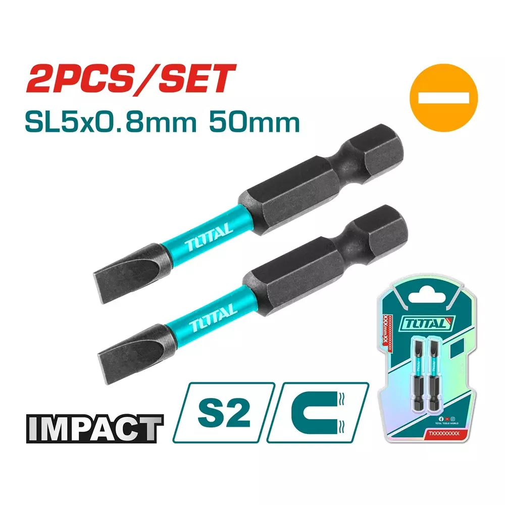 total-impact-screwdriver-bits-sl5-08-mm-50-mm-s2-industrial-steel-tacim71sl550