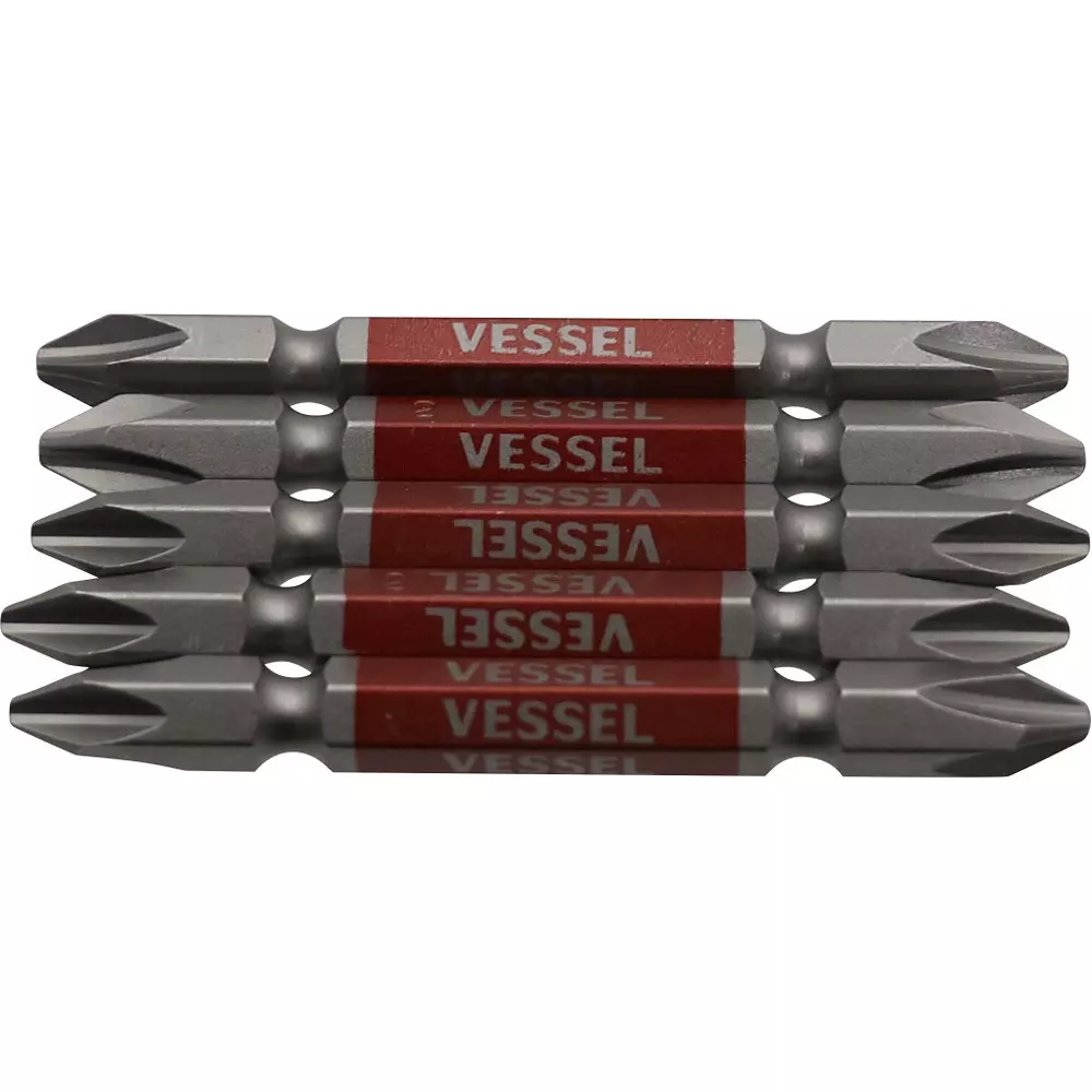 Vessel GOUSAI Both-Ends Bit Plus (+) Tip, GS5P2065 (Pack of 5 Pcs)