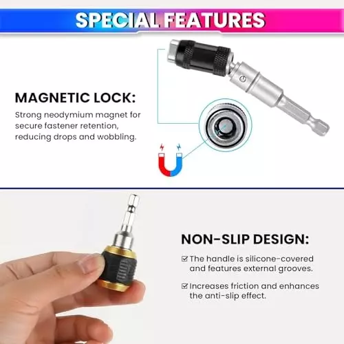 amicitools-self-locking-quick-release-drill-bit-holder-with-angle-adapter-14-inch-635-mm-hex-shank-universal-extension-for-easy-bit-changes