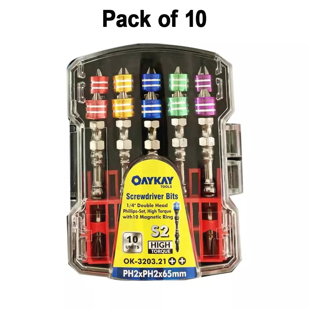 oaykay-10-pcs-each-screwdriver-bit-set-with-10-magnetic-ring-14-inch-635-mm-drive-and-65-x-ph2-x-ph2--size-320321-pack-of-10