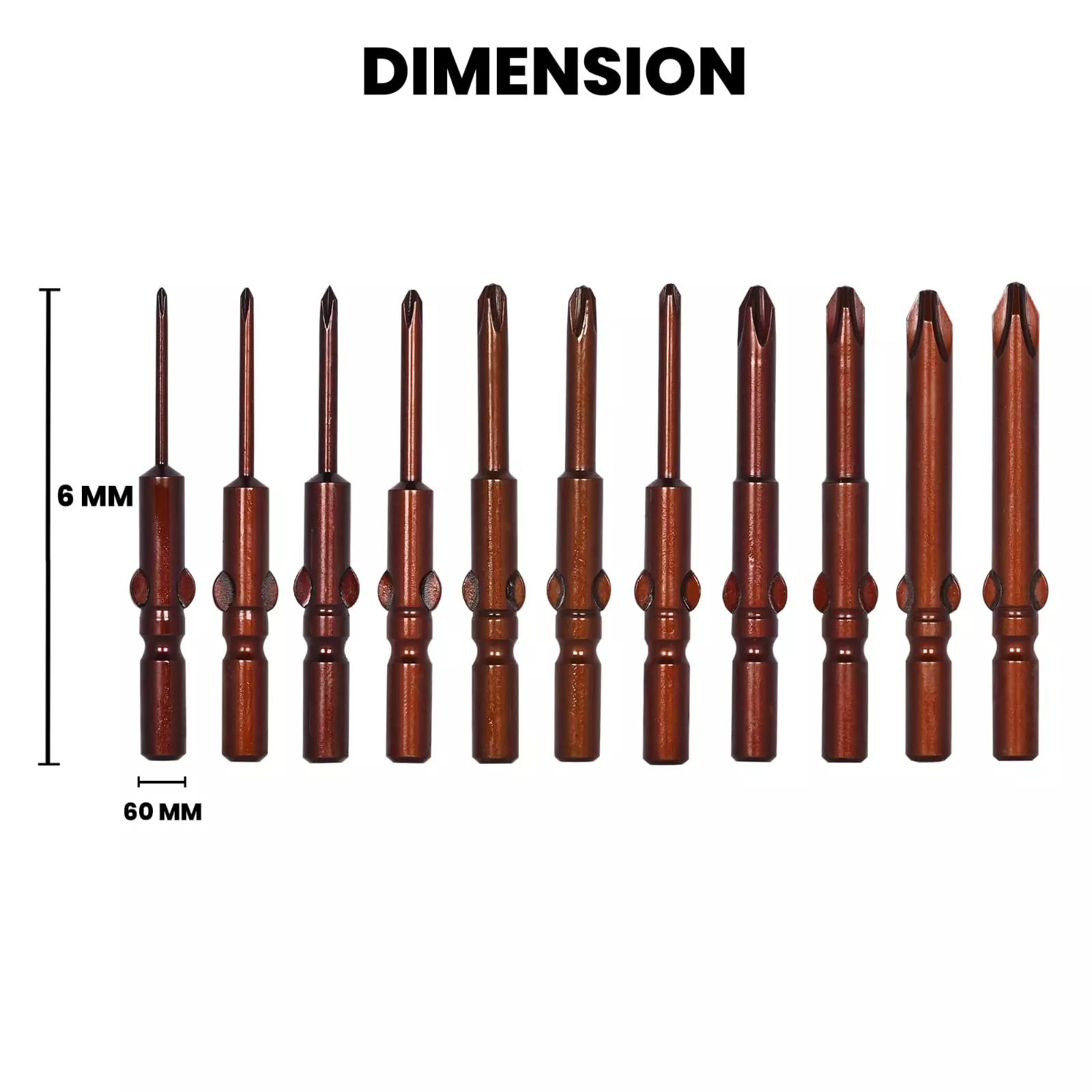 H9 Round Shank Electric Screwdriver Bits Cross-Screwdriver Bits 1.6-6.0 mm 1 Piece set