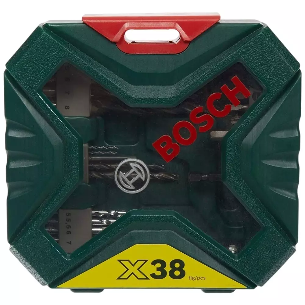 Bosch 38 Pcs Drill and Screwdriver Bit Set Made of Stainless Steel Packed in Hard Plastic Case, X38