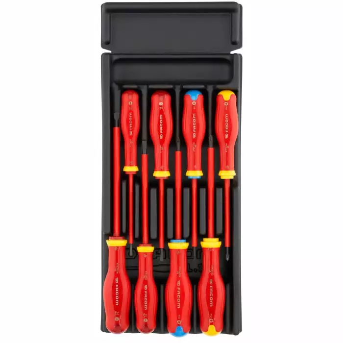 Facom Phillips Slotted Insulated Screwdriver Set, 8-Piece, MOD.AT1VEPF