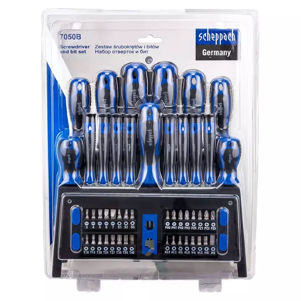 Scheppach 50 Pcs Screwdriver Set with Bits Combined CR-V, Sch-7050B