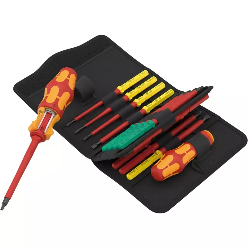 Wera Kraftform Kompakt VDE 17 RA Imperial 1 Screwdriver Sets with Kraftform Handle and 1000 V Rating, 5006619001 (Set of 17)