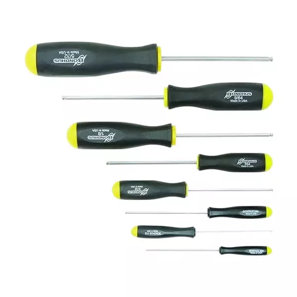 Bondhus BriteGuard Plated Ball End Screwdriver Set 0.050 to 5/32 inch Size, 16632 (Set of 8)