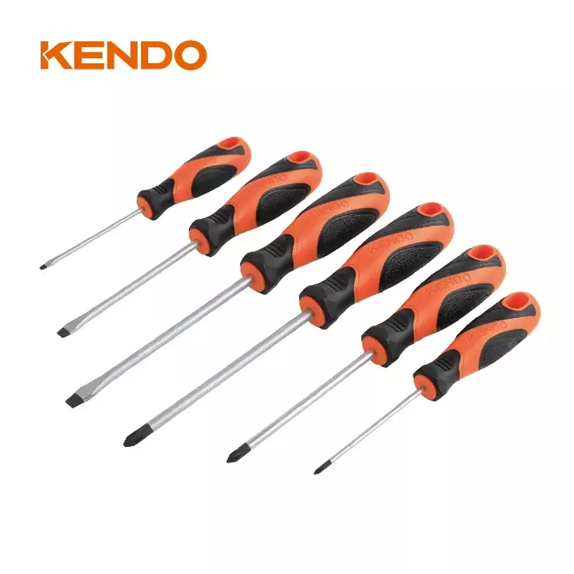 kendo-screwdriver-set-cr-v-material-magnetic-tip-with-comfortable-tpr-handle-85114-set-of-6-pcs