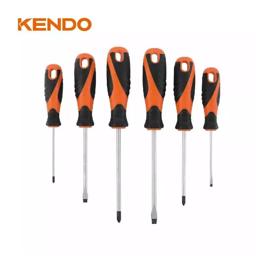 kendo-screwdriver-set-cr-v-material-magnetic-tip-with-comfortable-tpr-handle-85114-set-of-6-pcs