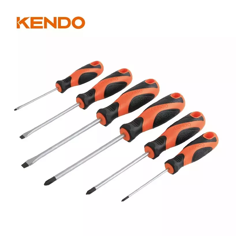 kendo-screwdriver-set-cr-v-material-magnetic-tip-with-comfortable-tpr-handle-85114-set-of-6-pcs
