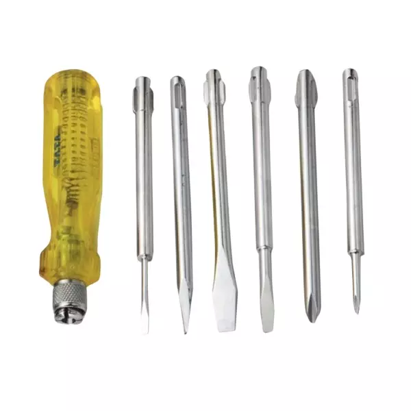 Tata Agrico 5 Pcs Blade Screw Driver Set With Neon Bulb for DIY, Home & Professional Use, SDK003 (Pack of 10 Kit)