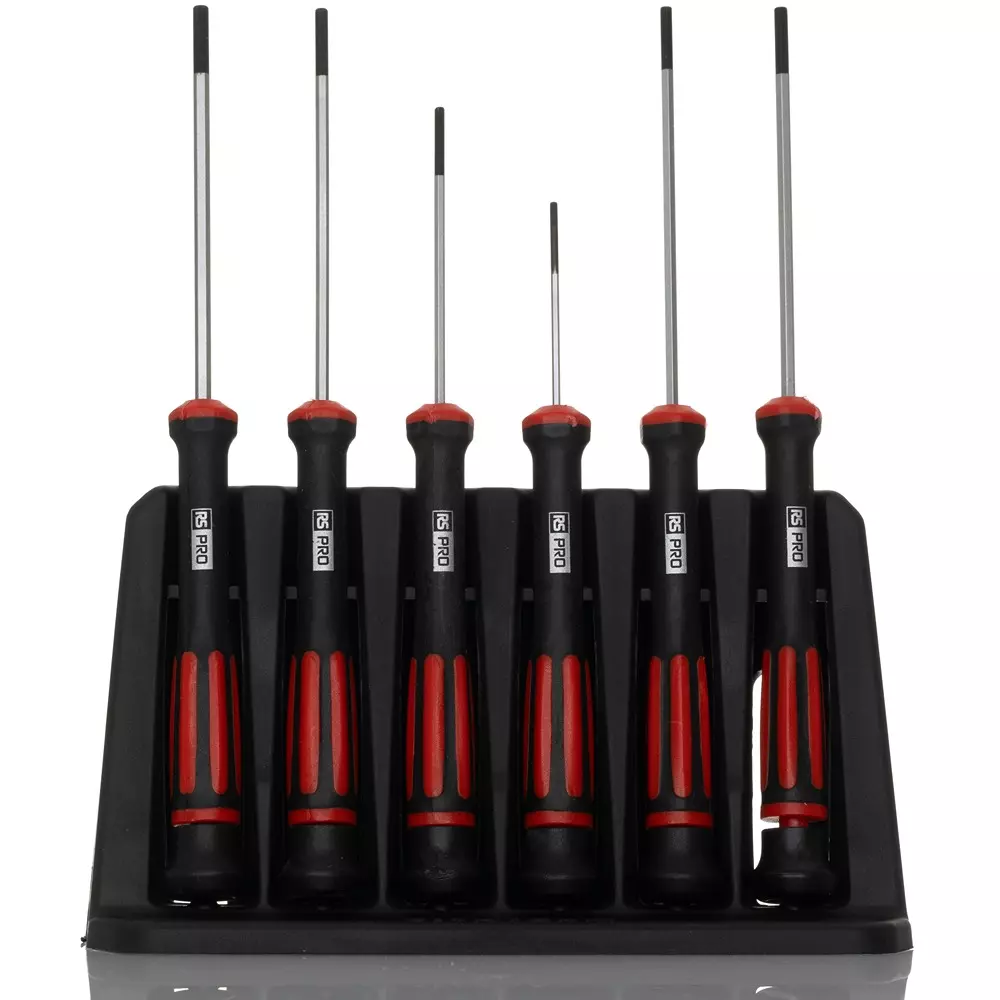 RS PRO Screwdriver Set 6 Piece Precision 1.5, 2, 2.5, 3mm, 3/32, 7/64in Hexagon, 2539685
