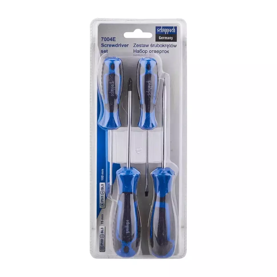 Scheppach 4 Pcs Standard Screwdriver Set Combined CR-V, Sch-7004E