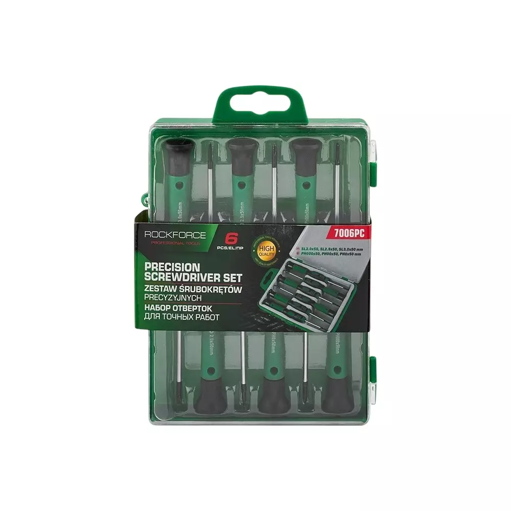Rock Force Precision Screwdriver Set Steel SL 2, 2.5 & 3:, PH 000, 00 & 0 Slotted SL, PH Straight Handle, RF-7006PC (Pack of 6 Pcs)
