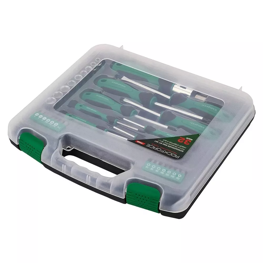 Rock Force Screwdriver Set with Bits CrV Straight Rod SL, PH 50 - 100 mm Length, RF-7032 (Pack of 32 Pcs)