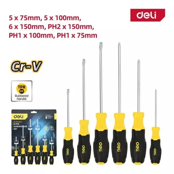 DELI 6 Pcs Screwdriver Set CRV, EDL630006N