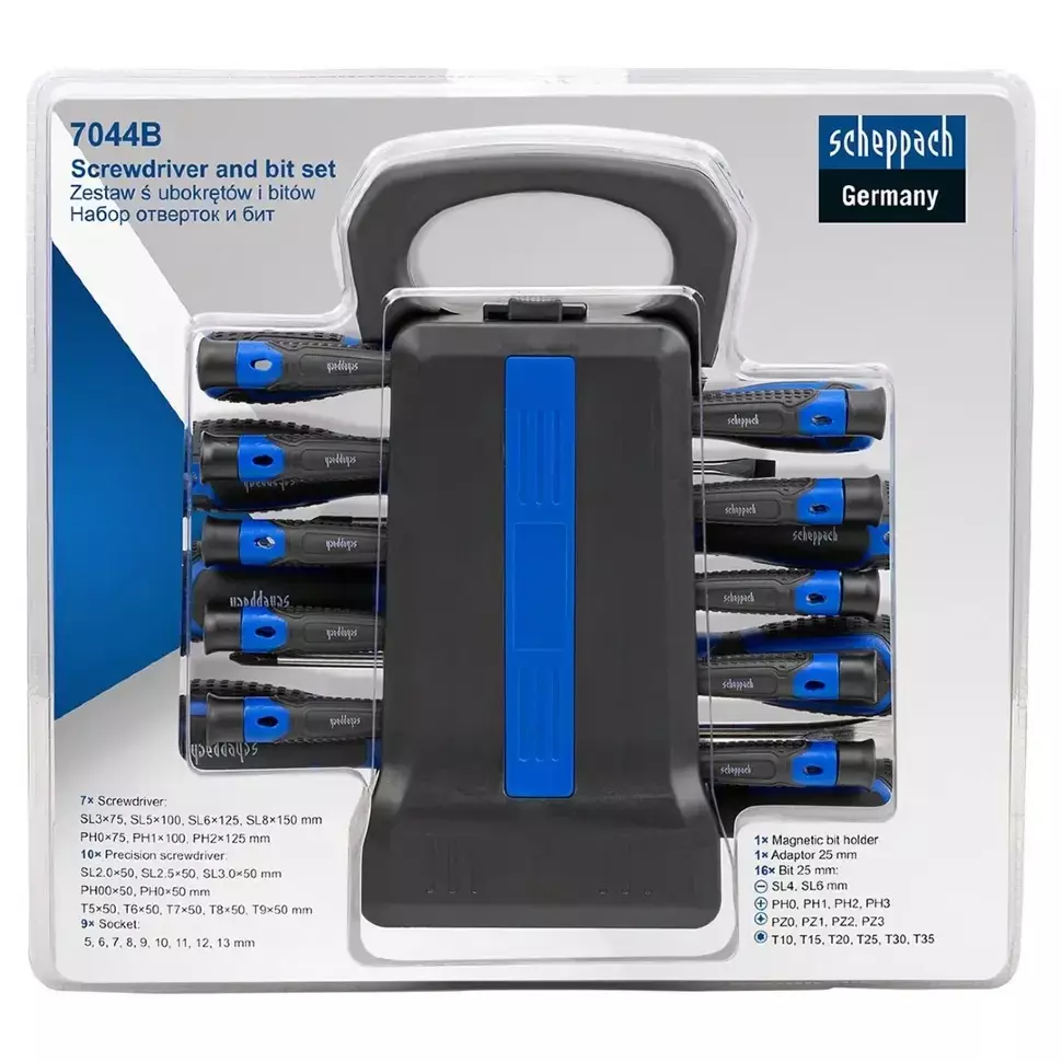 Scheppach 44 Pcs Screwdriver Set with Bits Combined CR-V, Sch-7044B
