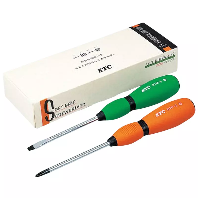 Ktc Screwdriver Set Elastomer Grip Plus #2 Minus 6 mm, TD702 (Pack of 2)