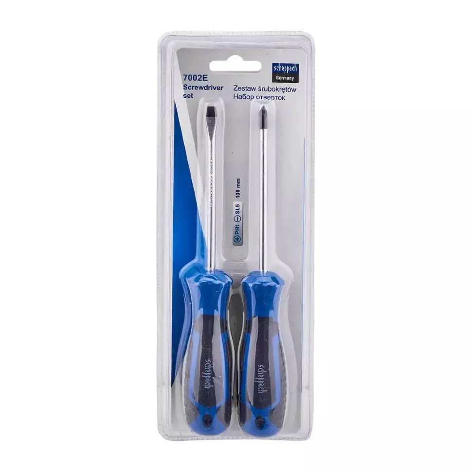 Scheppach 2 Pcs Standard Screwdriver Set Combined CR-V, Sch-7002E