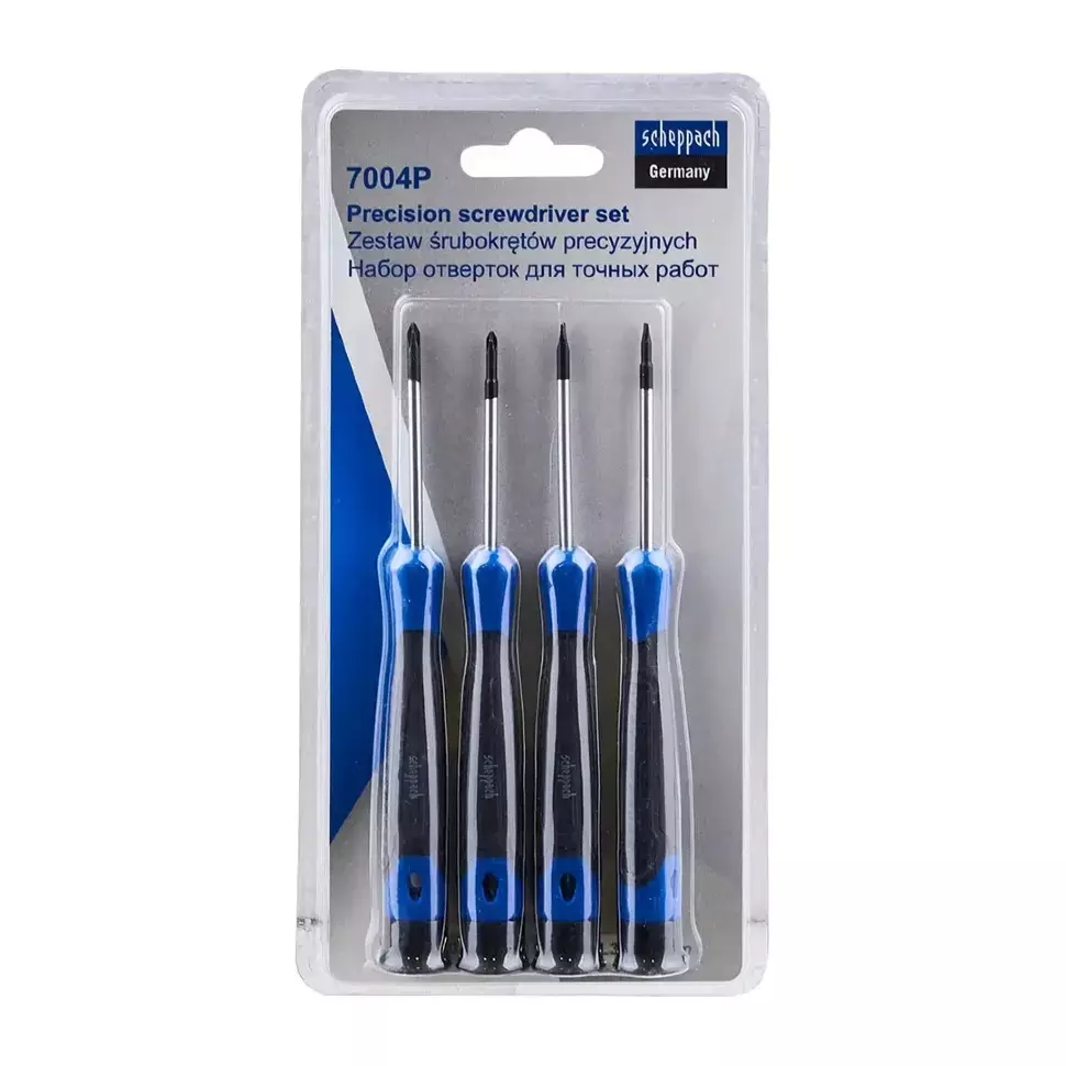 Scheppach 4 Pcs Precision Jewelry Screwdriver Set Combined CR-V, Sch-7004P