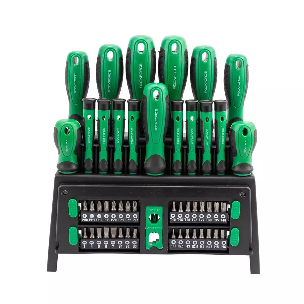 Rock Force Screwdriver Set with Bits CrV Straight Rod PH, SL, T 50 - 150 mm Length, RF-7050 (Pack of 50 Pcs)