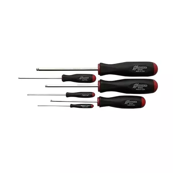 Bondhus BriteGuard Plated Ball End Screwdriver Set 1.5 to 5 mm Size, 16686 (Set of 6)