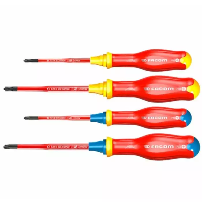 Facom Phillips Pozidriv Insulated Screwdriver Set, 8-Piece, ATB.J8TVE