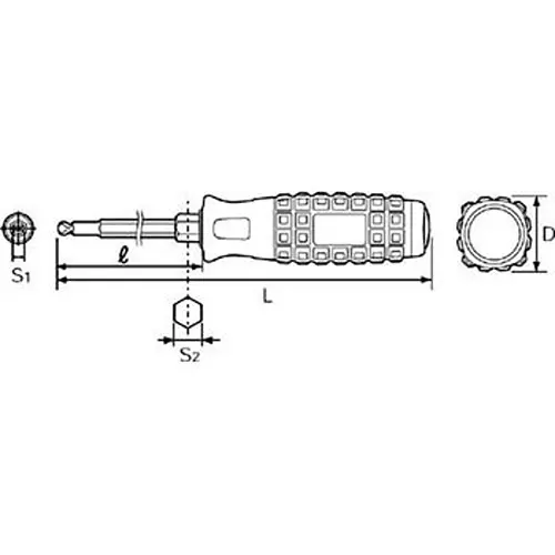 Ktc Ball Point Hexagon Driver Set 2.5 mm 100 mm Shaft, D1H-025BP (Pack of 10)
