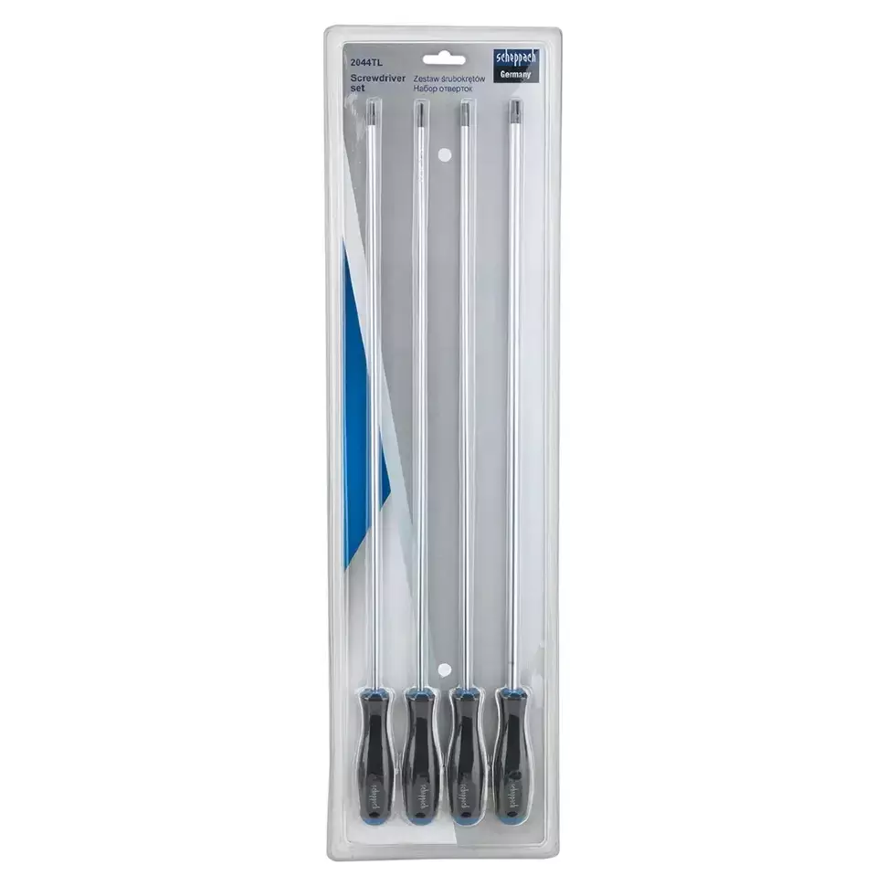 Scheppach 4 Pcs Extra Long Screwdriver Set Torx T CR-V, Sch-2044TL