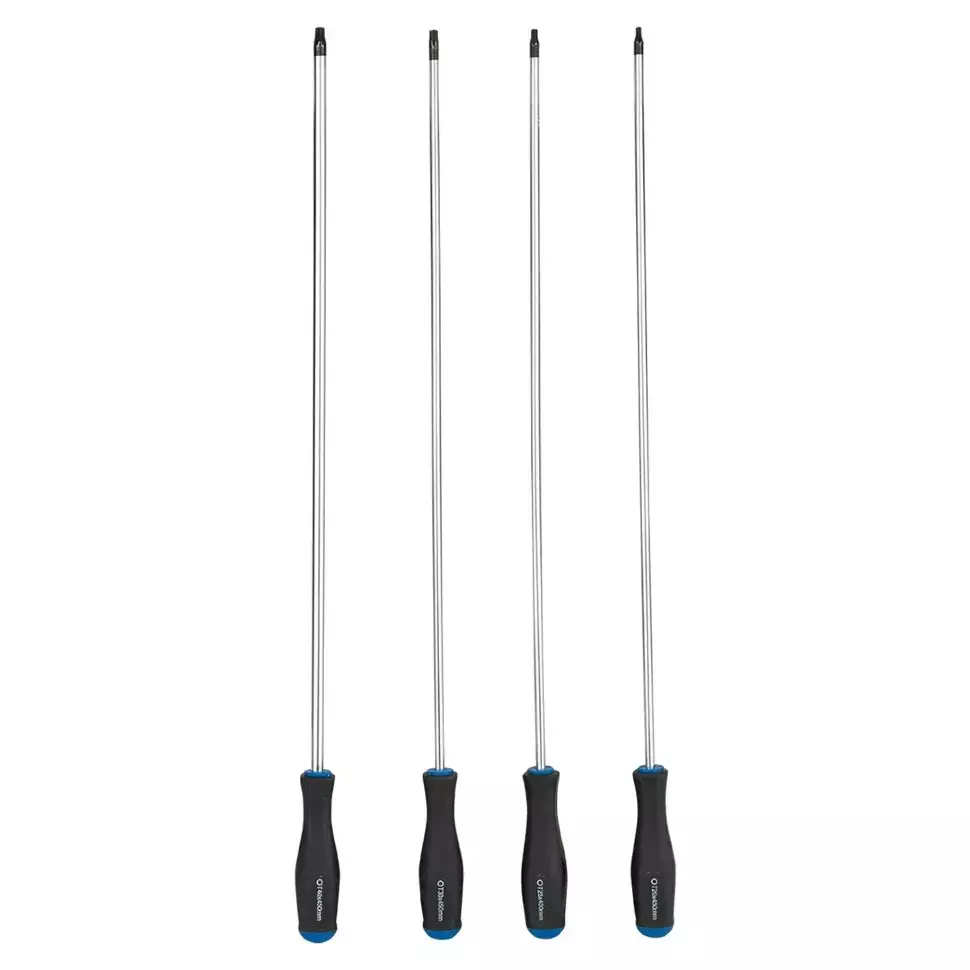 Scheppach 4 Pcs Extra Long Screwdriver Set Torx T CR-V, Sch-2044TL